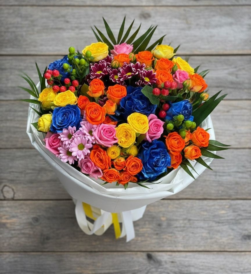 Букет цветов из: Розы и Хризантемы в Сосновоборске Красноярского края