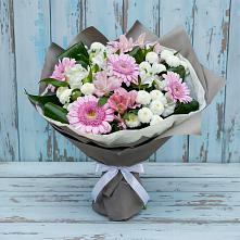 Букет цветов из:  Герберы, Альстромерии и Хризантемы в Сосновоборске Красноярского края