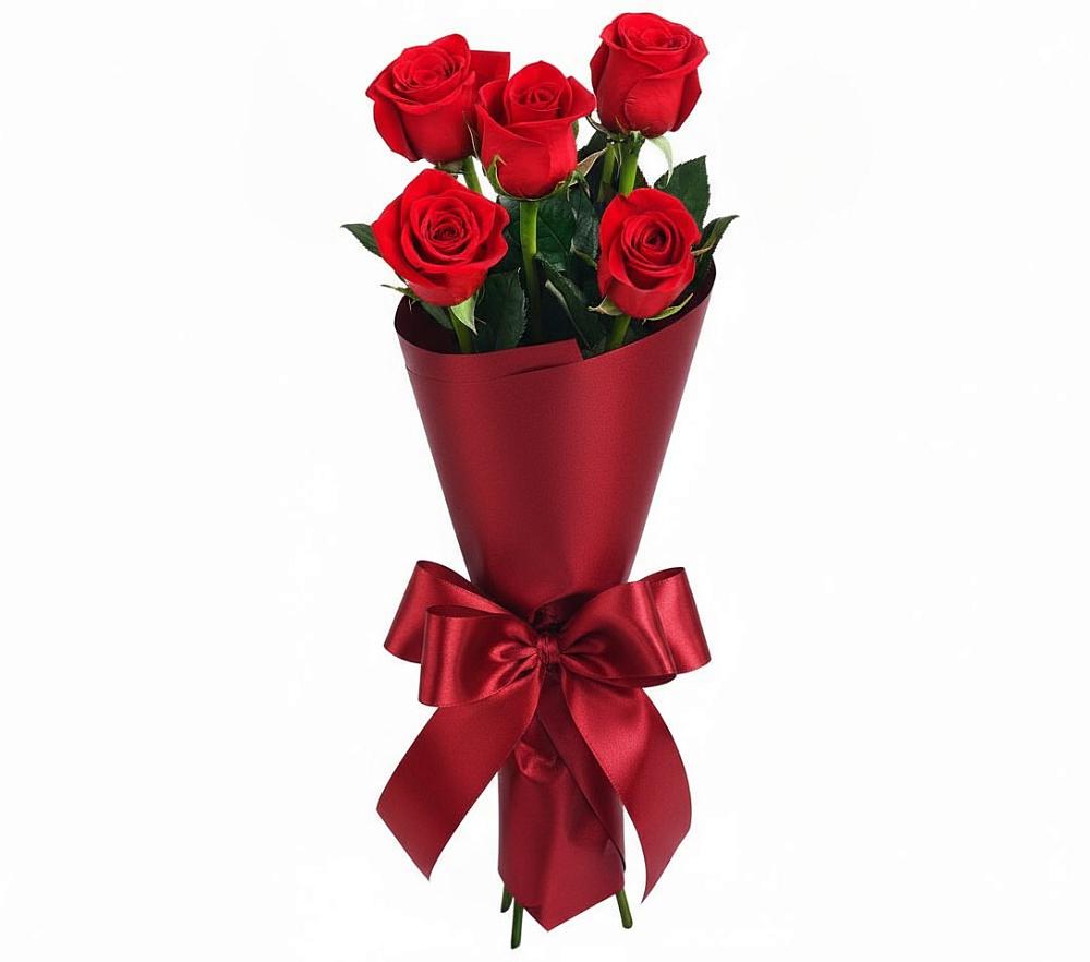 Букет 5 Красных роз Эдлесс Лав в Сосновоборске Красноярского края