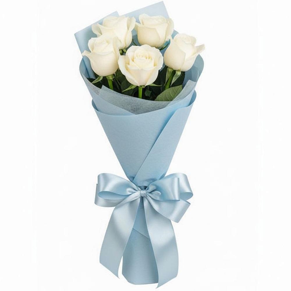 Букет 5 Белых роз Проуд в Сосновоборске Красноярского края