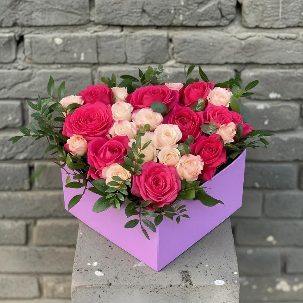 Цветочная композиция из Розы в коробке в Сосновоборске Красноярского края