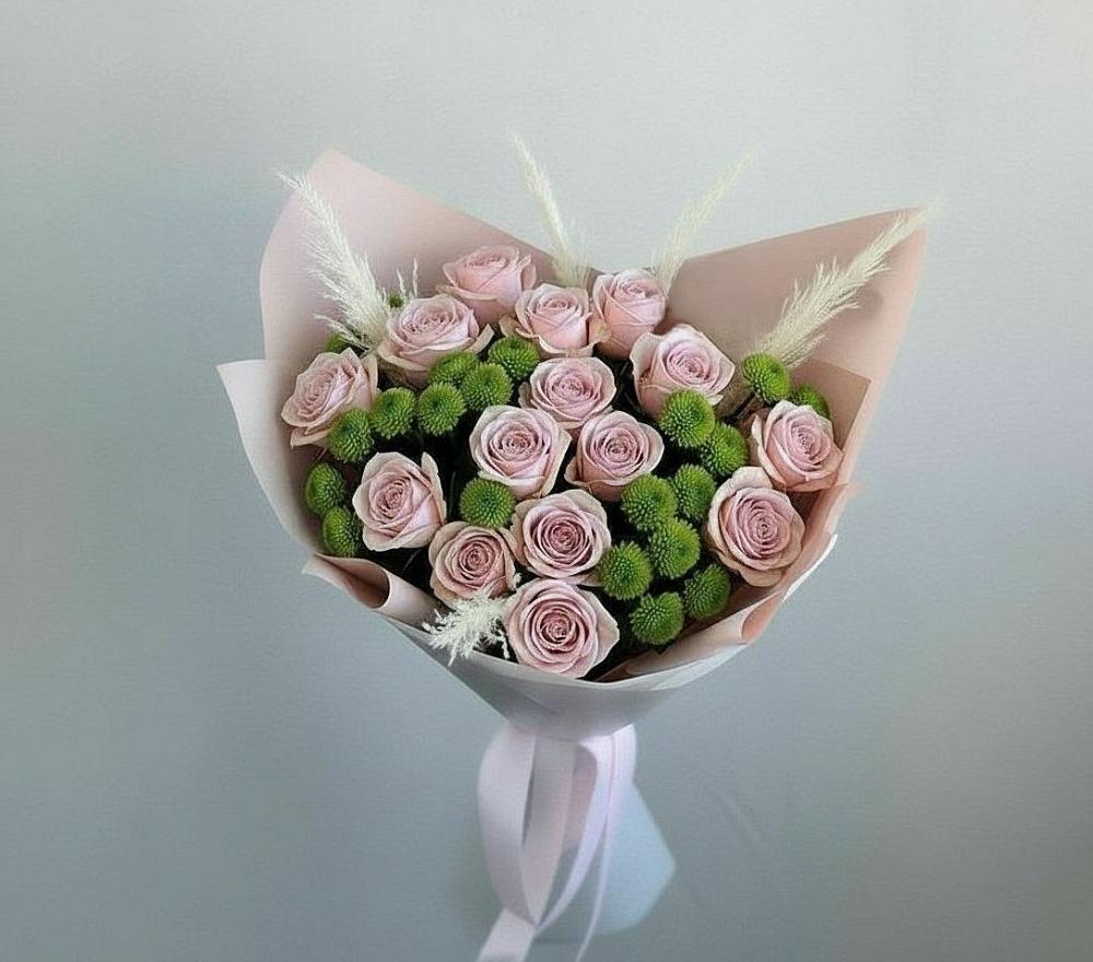 Букет цветов из: Розы и Хризантемы в Сосновоборске Красноярского края