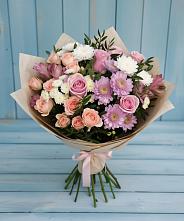 Букет цветов из:  Хризантемы, Розы и Альстромерии #REPLACE_PRED# Сосновоборске Красноярского края