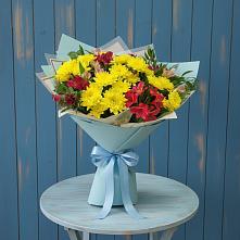 Букет цветов из:  Альстромерии и Хризантемы в Сосновоборске Красноярского края