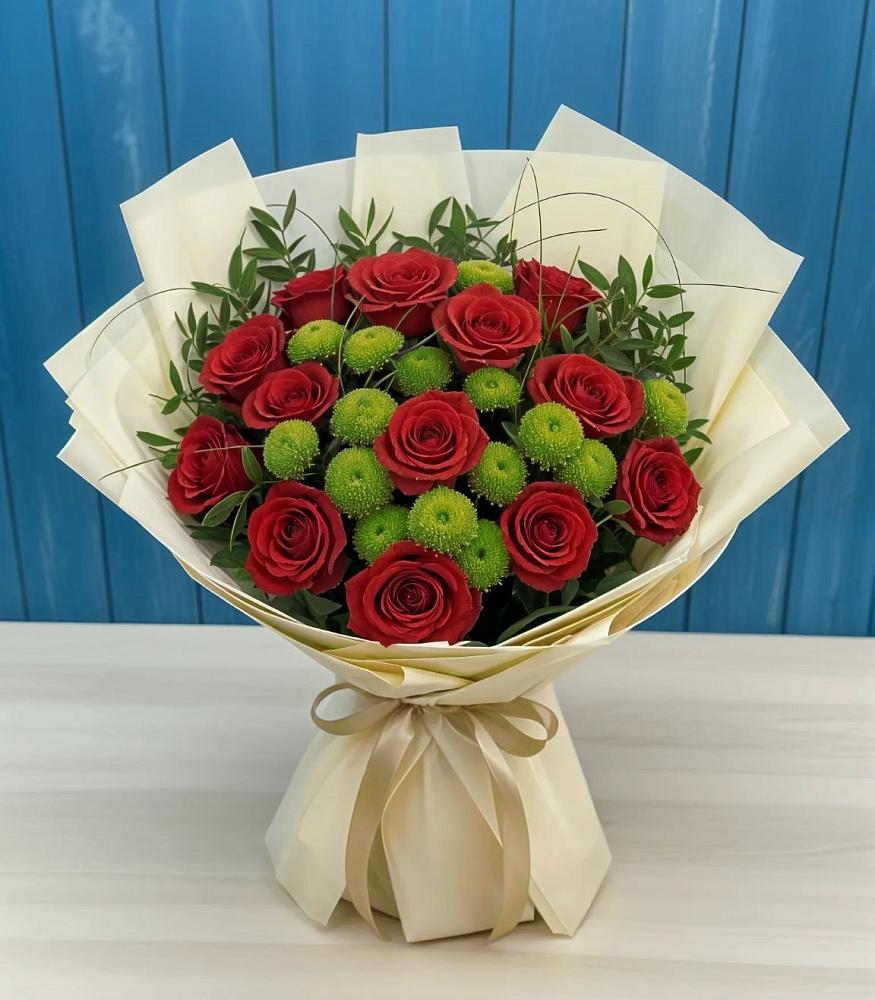 Букет цветов из: Розы и Хризантемы в Сосновоборске Красноярского края